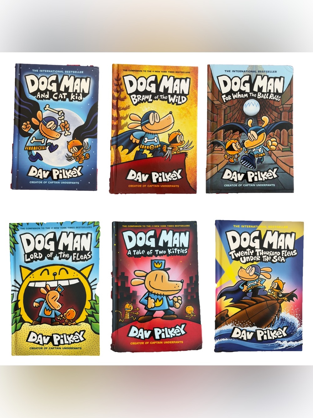 Dog Man by Dav Pilkey - Hardcover - Set of 6 Books